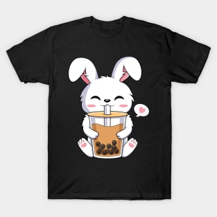 Kawaii Bunny Rabbit Drinking Boba Tea Anime T-Shirt